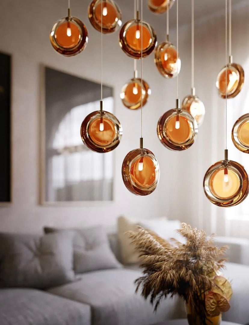 Multi-colored Round Panel Suspension Light Chandelier