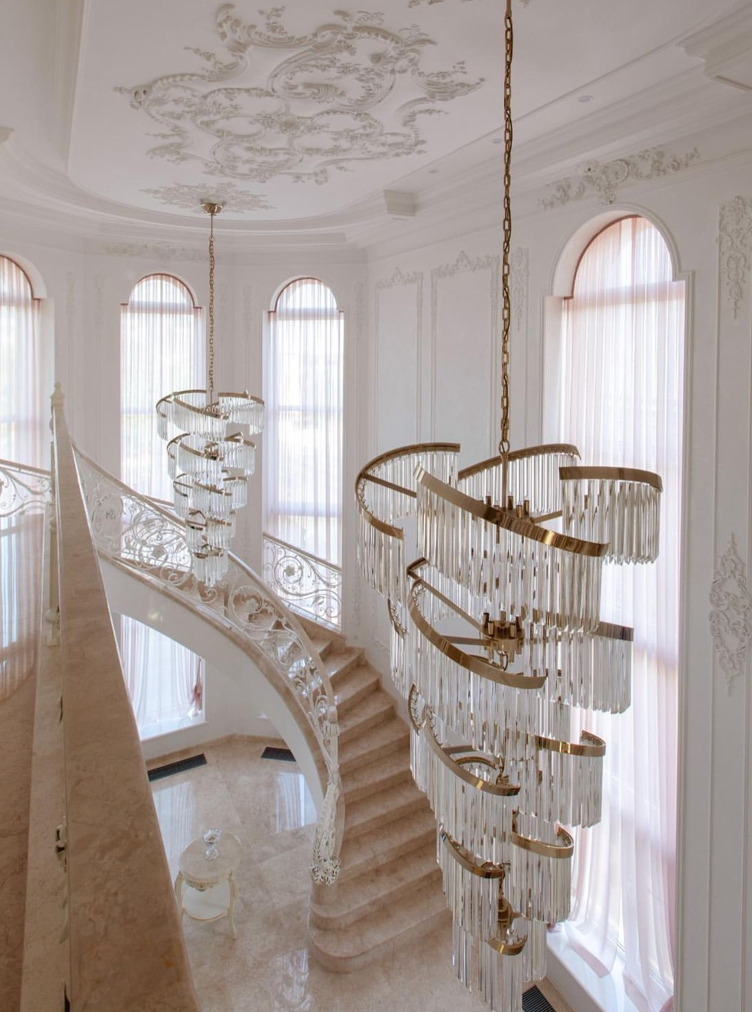 Oversized Modern Designer Creative Multi-tiered Luxury Spiral Crystal Chandelier For High-ceiling Foyer/Entryway/Hallway