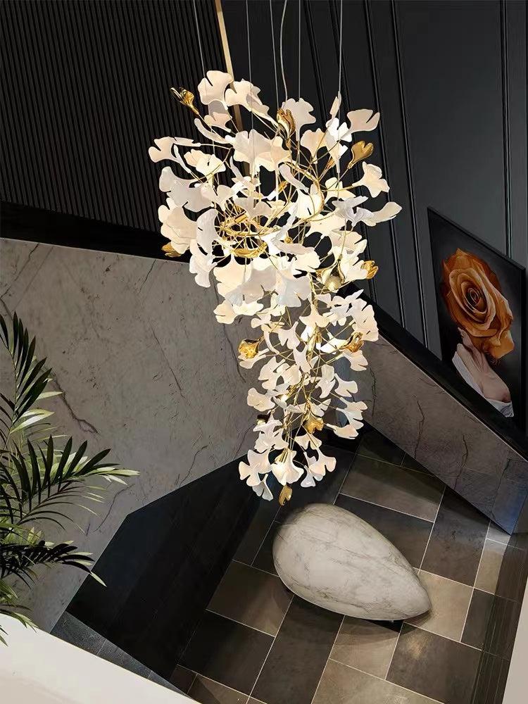 Porcelain Linear Gold Chandelier