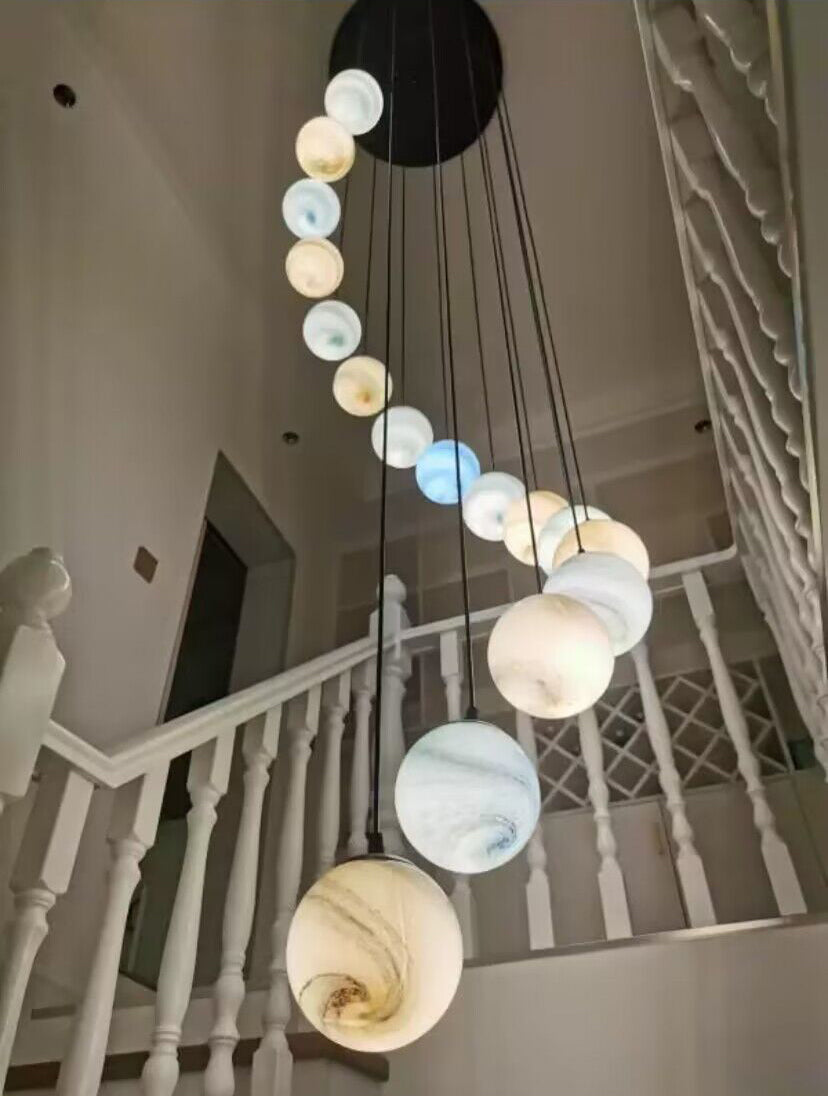 2023 New Nordic Planet Creative Long Pendant Chandelier For Staircase/Foyer/High-ceiling Hallway