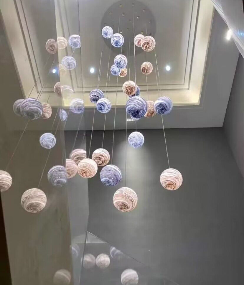 2023 New Nordic Planet Creative Long Pendant Chandelier For Staircase/Foyer/High-ceiling Hallway