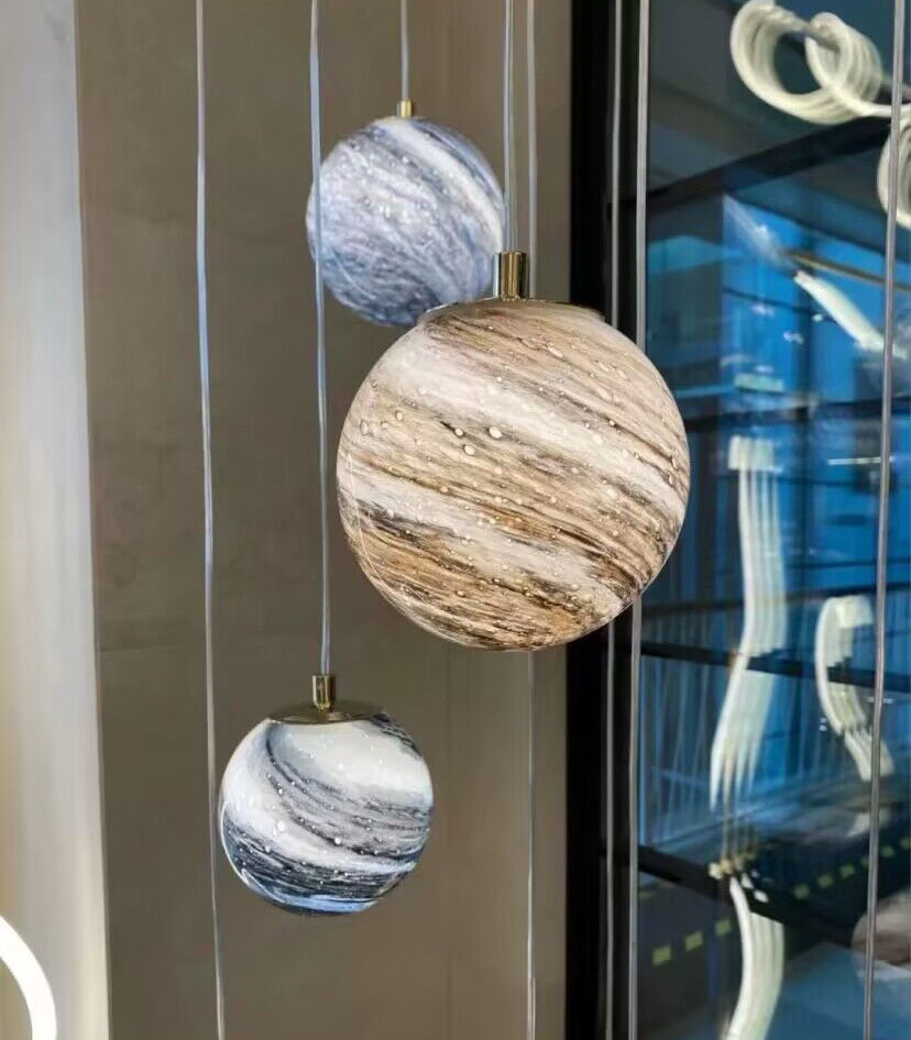 2023 New Nordic Planet Creative Long Pendant Chandelier For Staircase/Foyer/High-ceiling Hallway