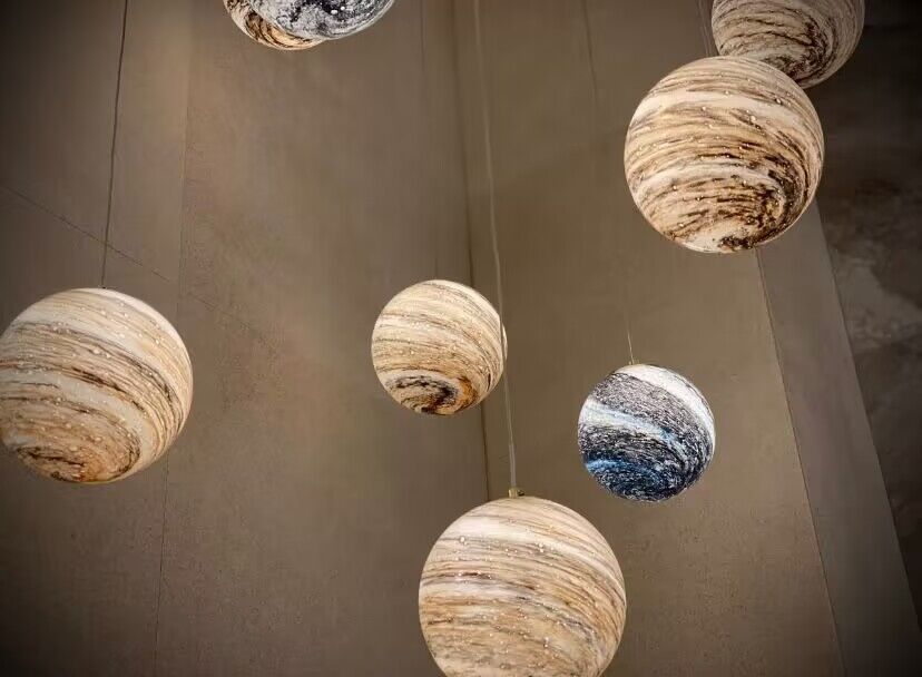 2023 New Nordic Planet Creative Long Pendant Chandelier For Staircase/Foyer/High-ceiling Hallway