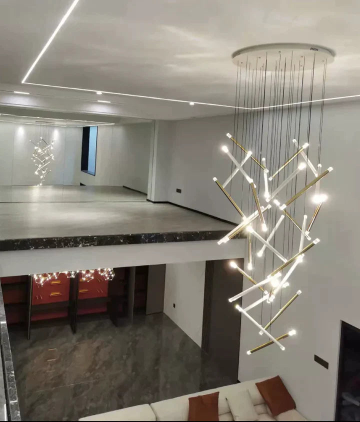 Modern Italian Creative Art Sticks Ceiling Chandelier for Living Room/Staircase/Hotel Lobby, round ,rectangle, extra large , oversized, sticks, acrylic, adjustable, foyer, duplex