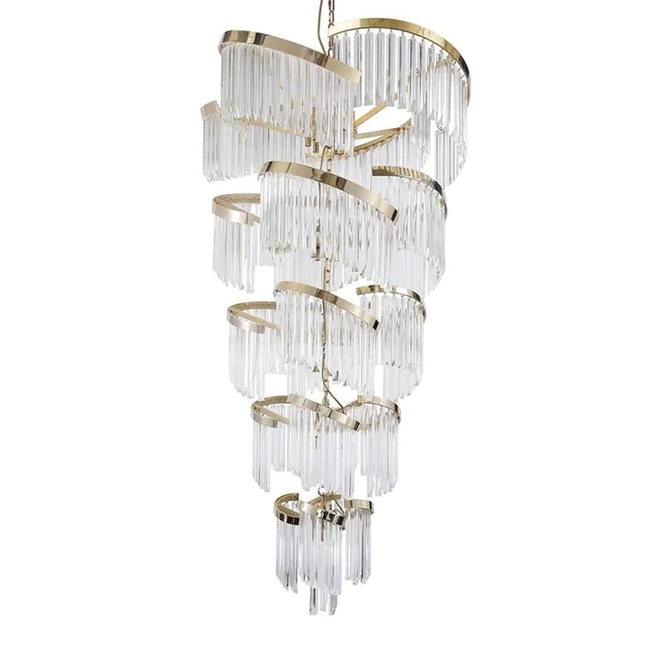 Oversized Modern Designer Creative Multi-tiered Luxury Spiral Crystal Chandelier For High-ceiling Foyer/Entryway/Hallway