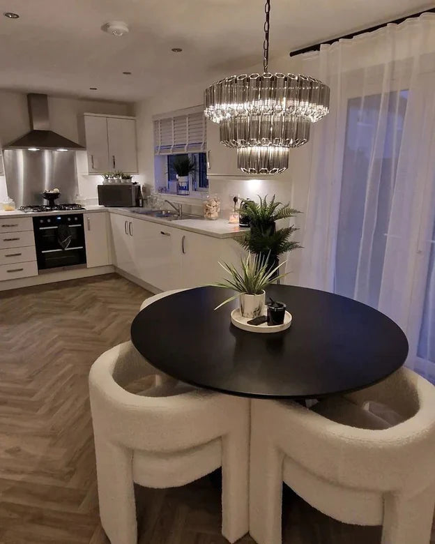 Modern Art Design 4/7-Light Smoky Gray/Clear Layered Glass Chandelier