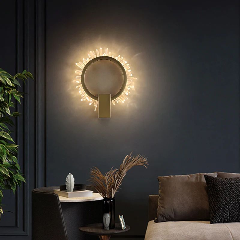 Rock Crystal Ring Wall Sconce (custom backplane) - valleylamps