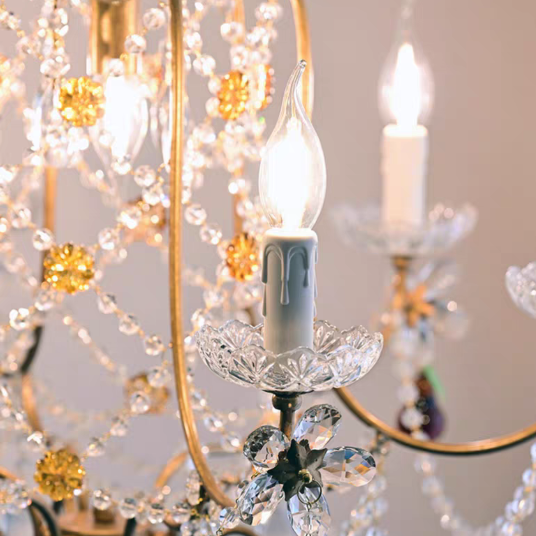 Majestic Splendor: Ornate French Antique Crystal Ceiling Chandelier
