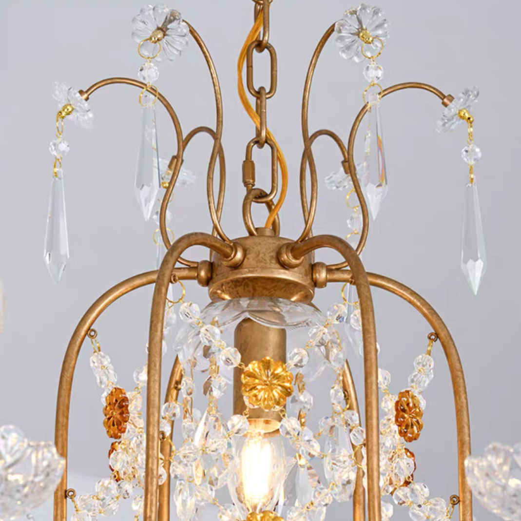 Majestic Splendor: Ornate French Antique Crystal Ceiling Chandelier