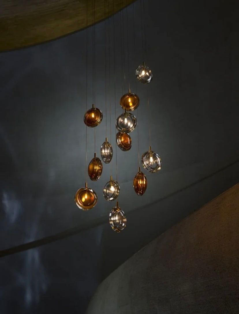 Multi-colored Round Panel Suspension Light Chandelier