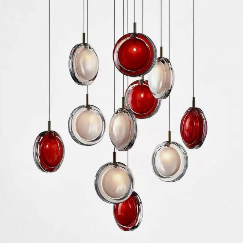 Multi-colored Round Panel Suspension Light Chandelier