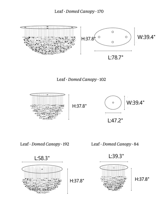 New Postmodern Round/Oval 84/102/170/192 Leaves Art Design Chandelier