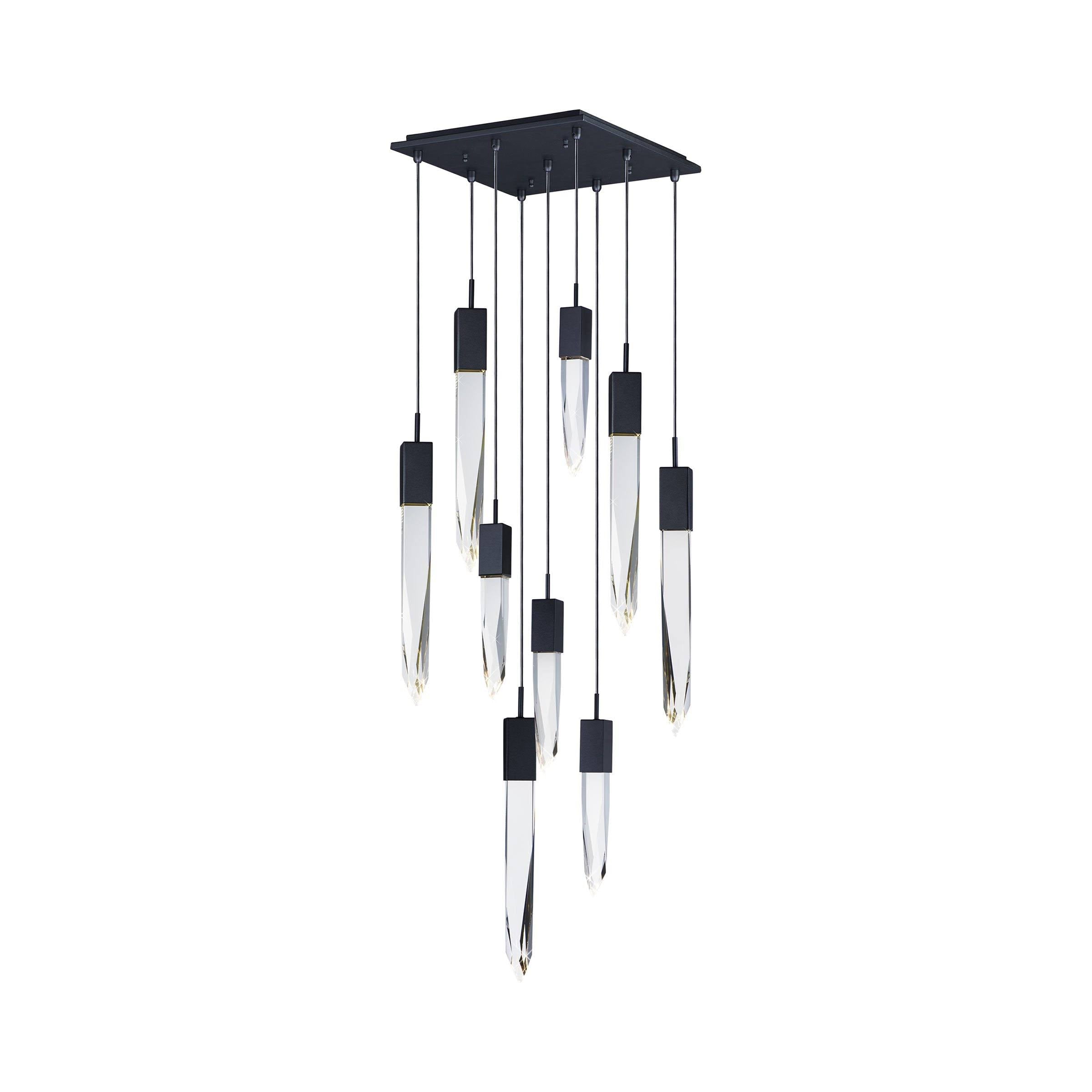 Modern Light Luxury Round/Rectangle Ceiling Pendant Light in Black Finish for Kitchen Island/ Staircase/Living Room