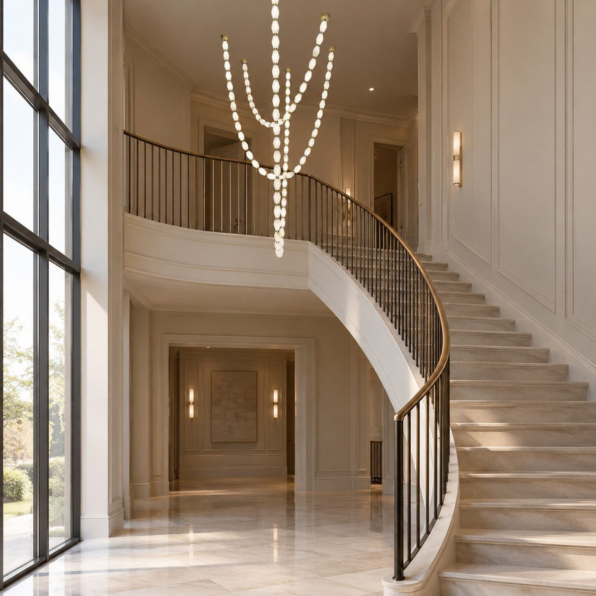 Modern Necklace Alabaster Cluster Chandelier