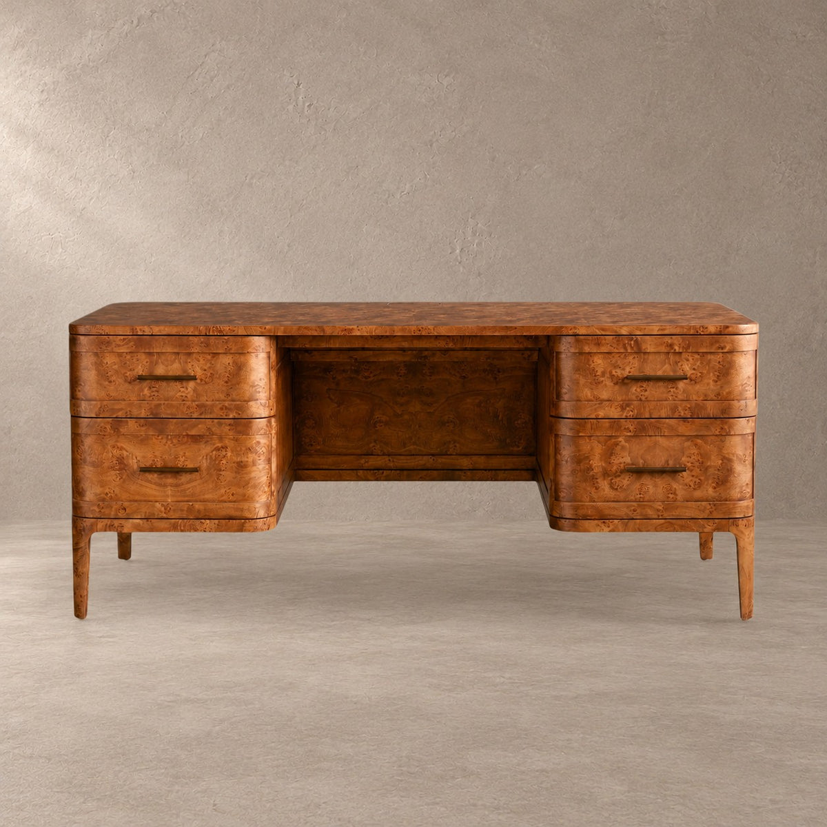 Mappa Burl Wood Curved Workspace Table