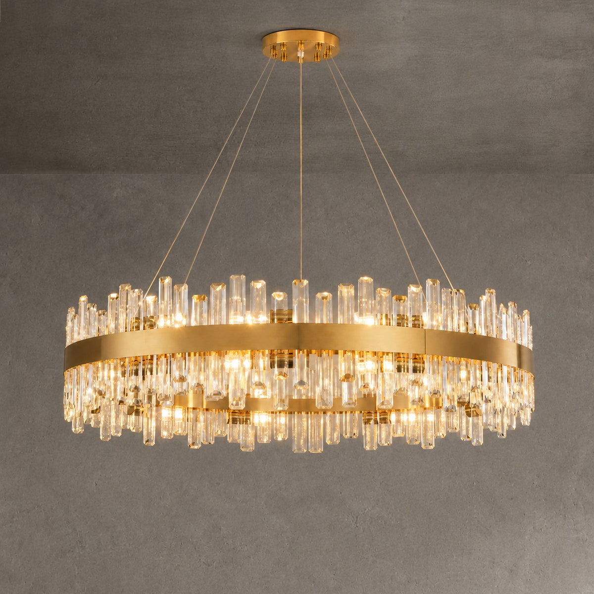 Round Golden Crystal Island Chandelier-1000