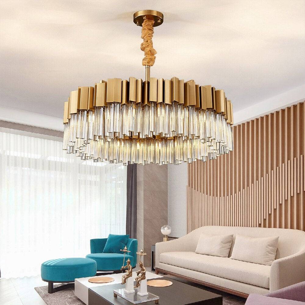 Milano Brushed Gold Crystal Chandelier