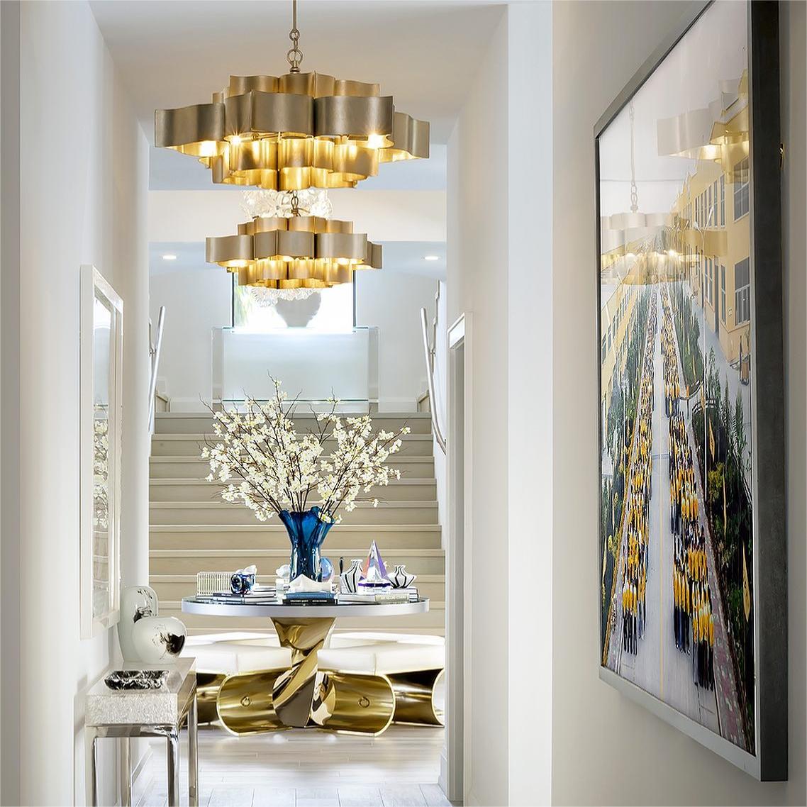 Golden leaf shape Small Chandelier