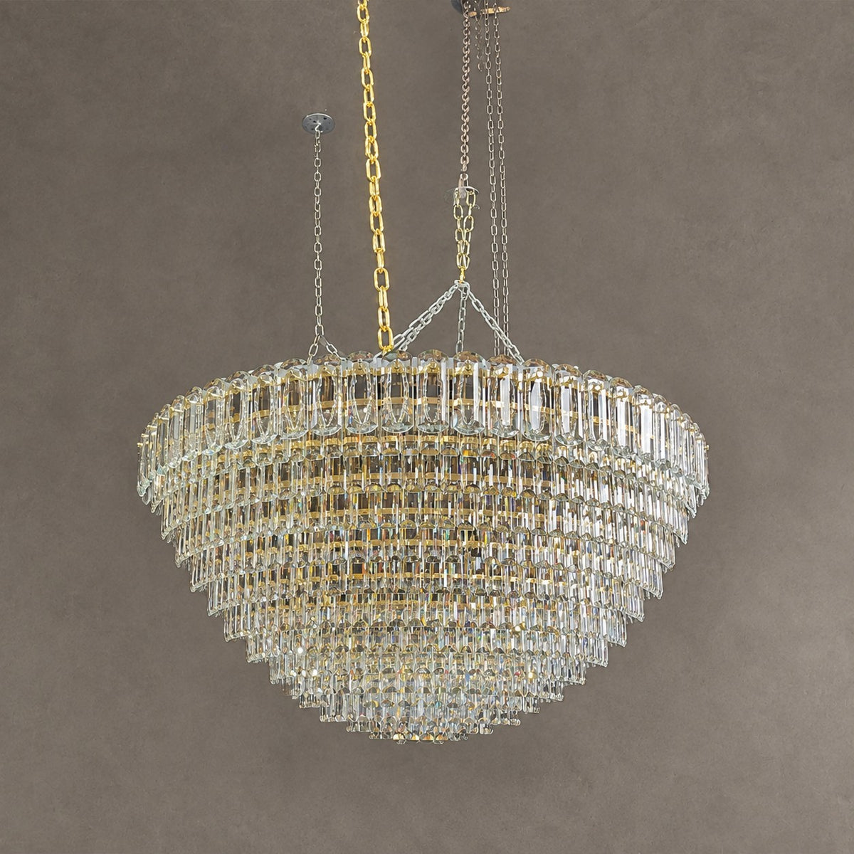 Golden Era Luxury Grand Fountain Crystal Chandelier for Staircase/Foyer/Living Room