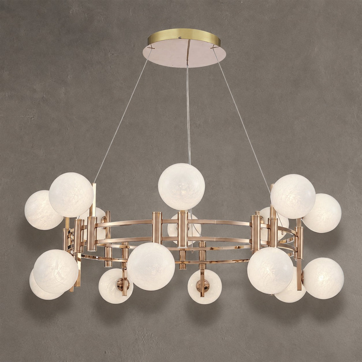 Callisto Frosted Glass Globe Round Chandelier 39.4"