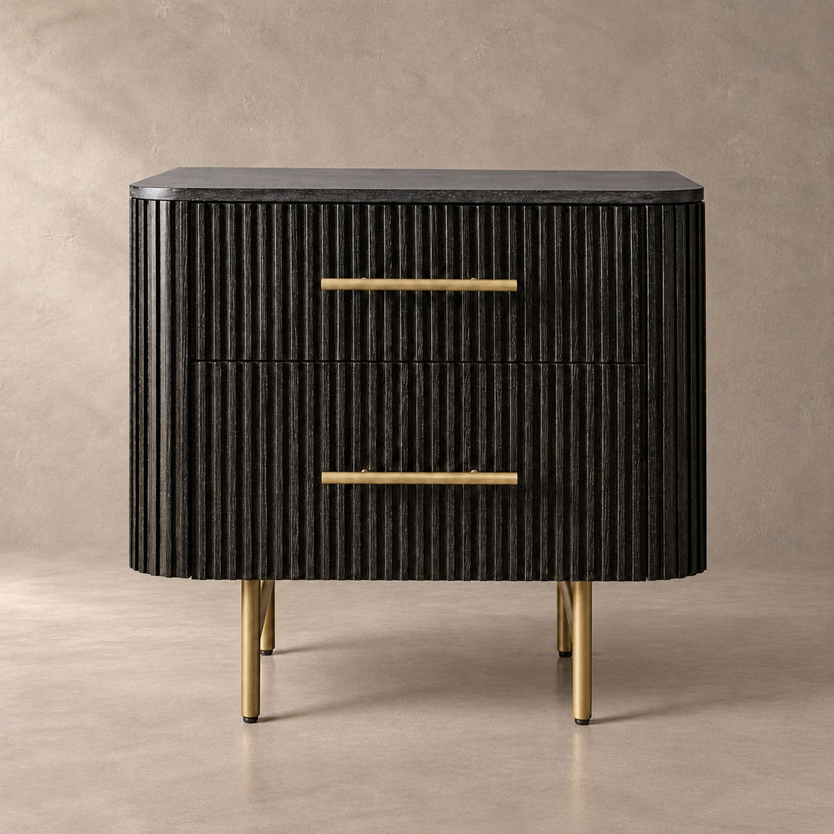 Double Drawer Bedside Chest with Stone Top