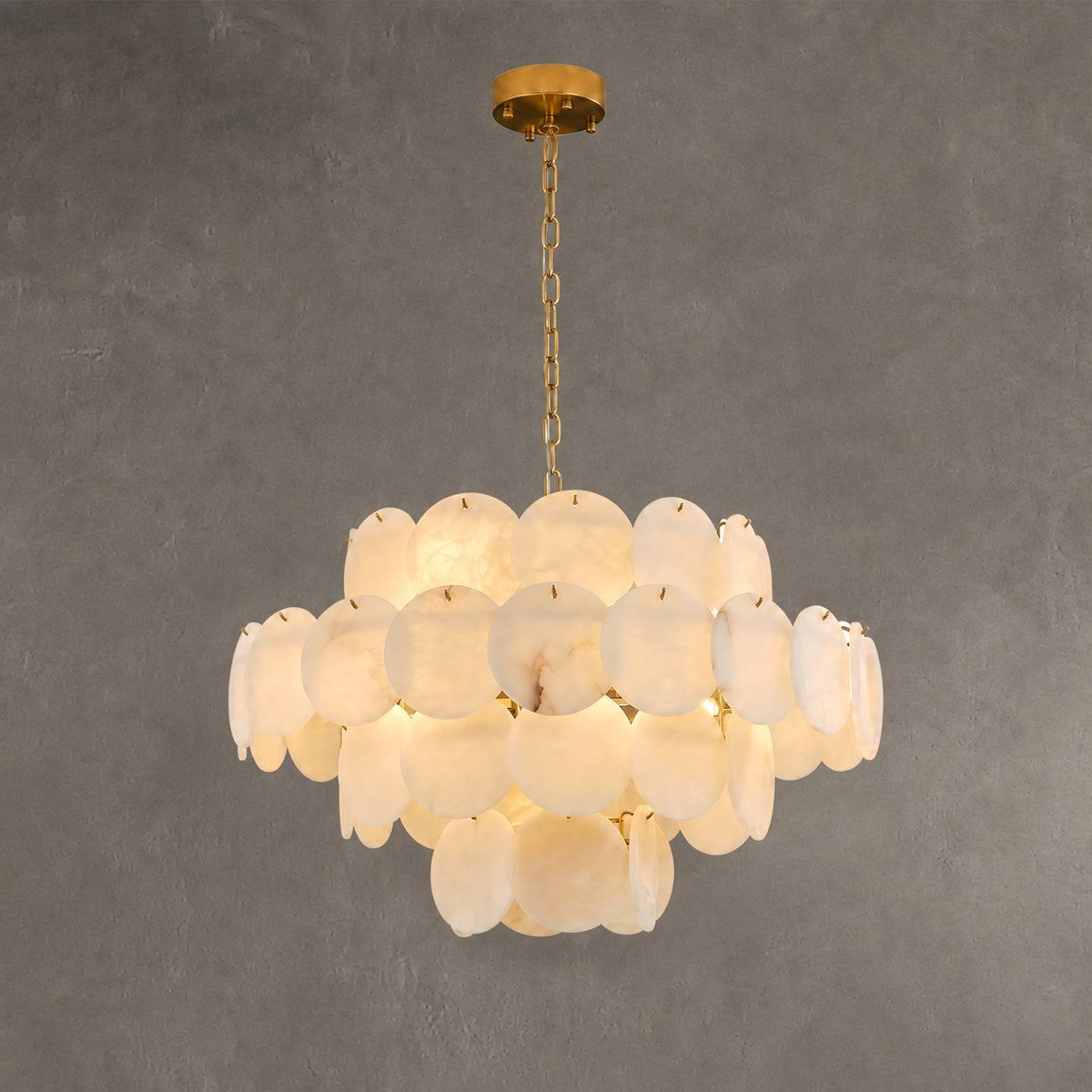 Natural Alabaster 31.5" Round Chandelier