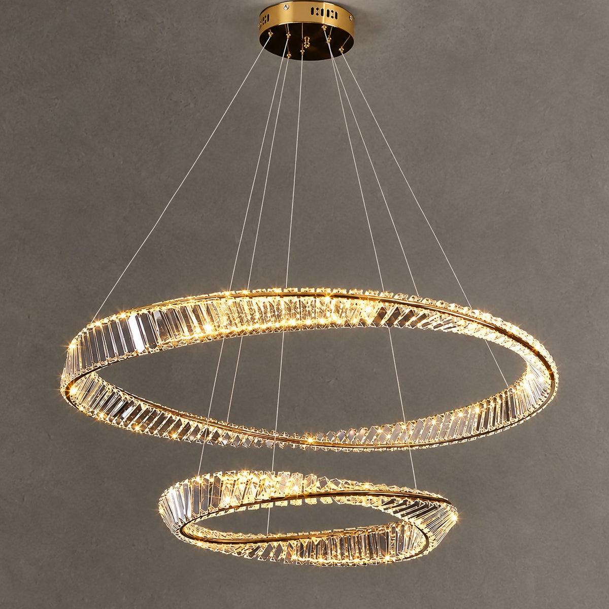 1/2/3-Ring Crystal Chandelier for Luxury Living/ Dining Room/Bedroom