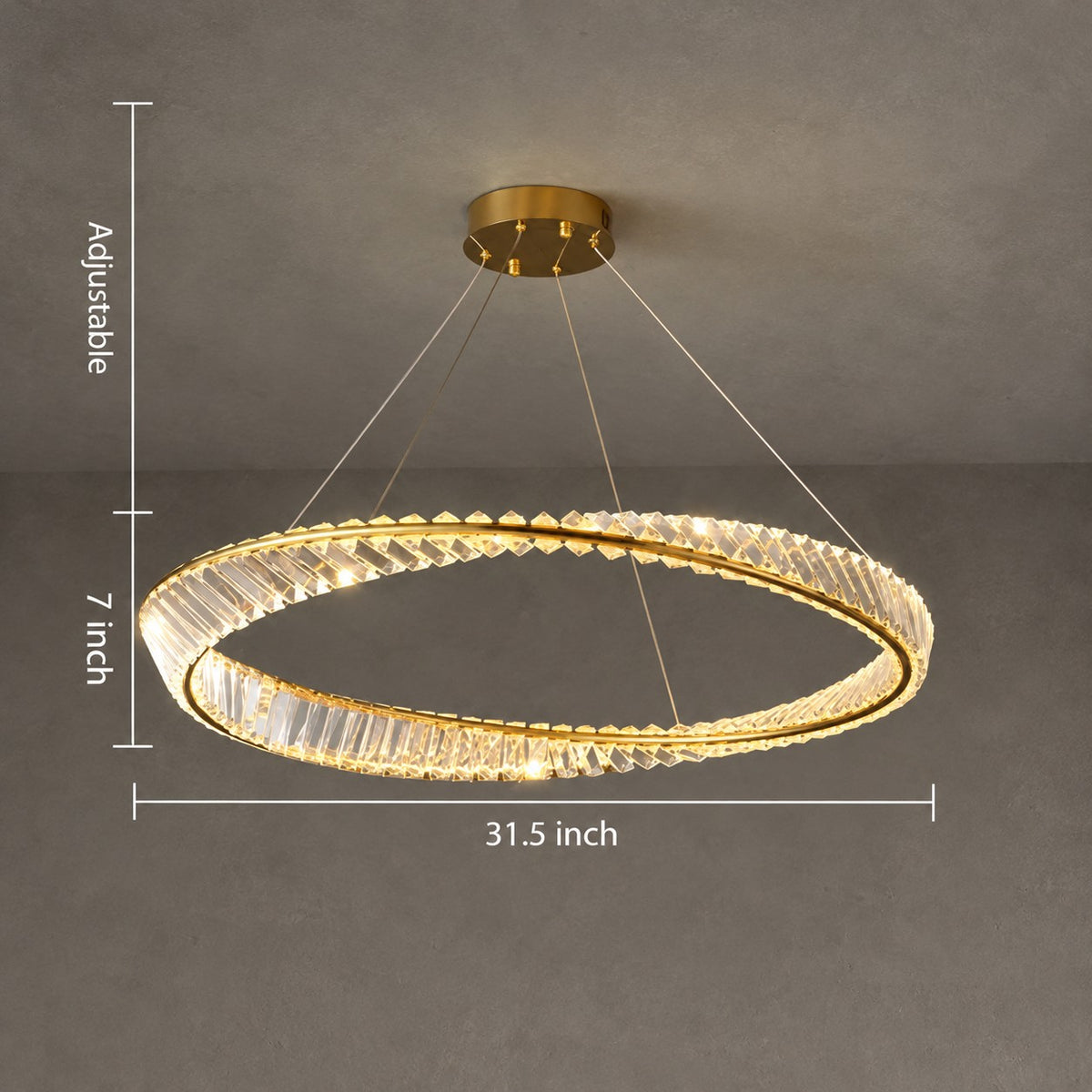 1/2/3-Ring Crystal Chandelier for Luxury Living/ Dining Room/Bedroom