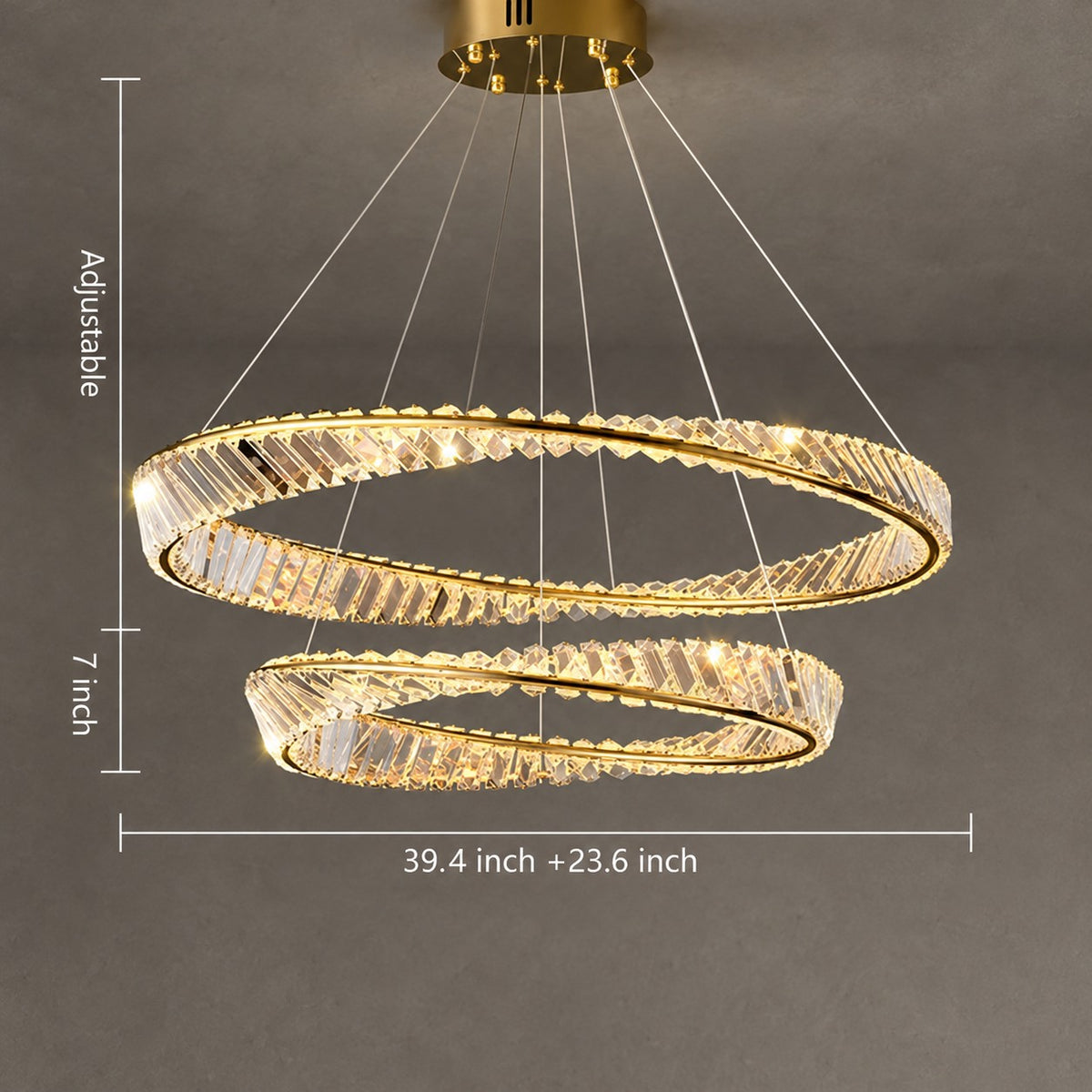 1/2/3-Ring Crystal Chandelier for Luxury Living/ Dining Room/Bedroom