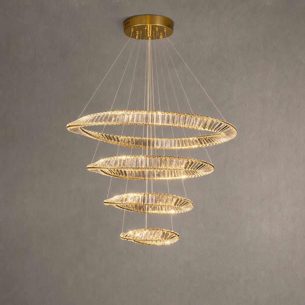 1/2/3-Ring Crystal Chandelier for Luxury Living/ Dining Room/Bedroom