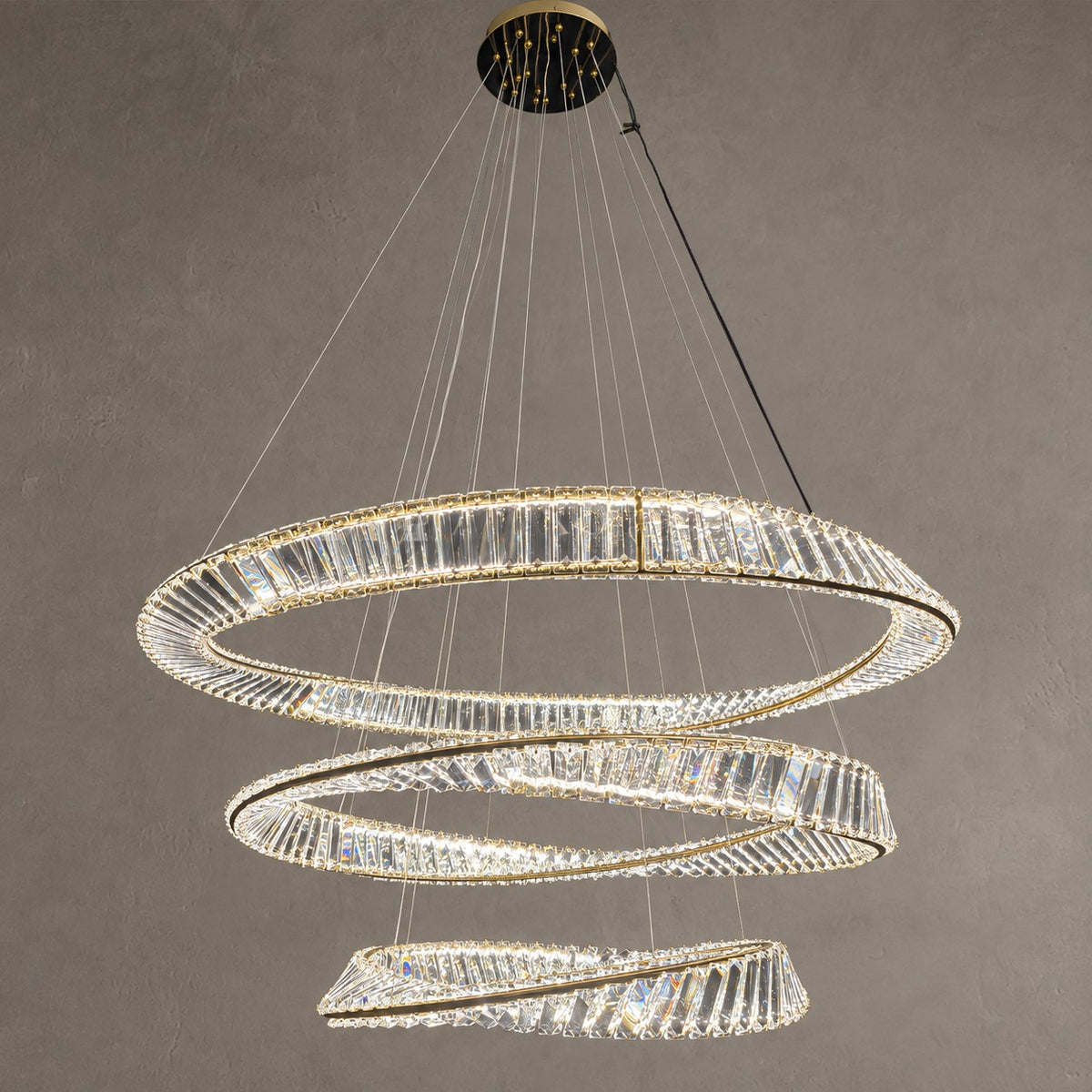 1/2/3-Ring Crystal Chandelier for Luxury Living/ Dining Room/Bedroom