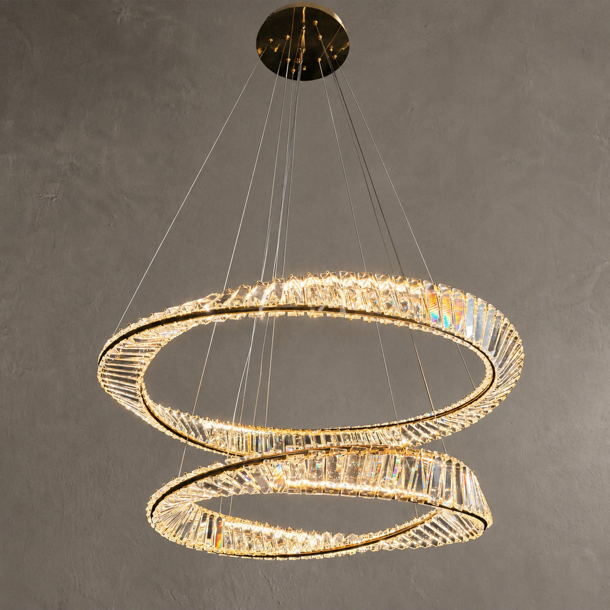 1/2/3-Ring Crystal Chandelier for Luxury Living/ Dining Room/Bedroom