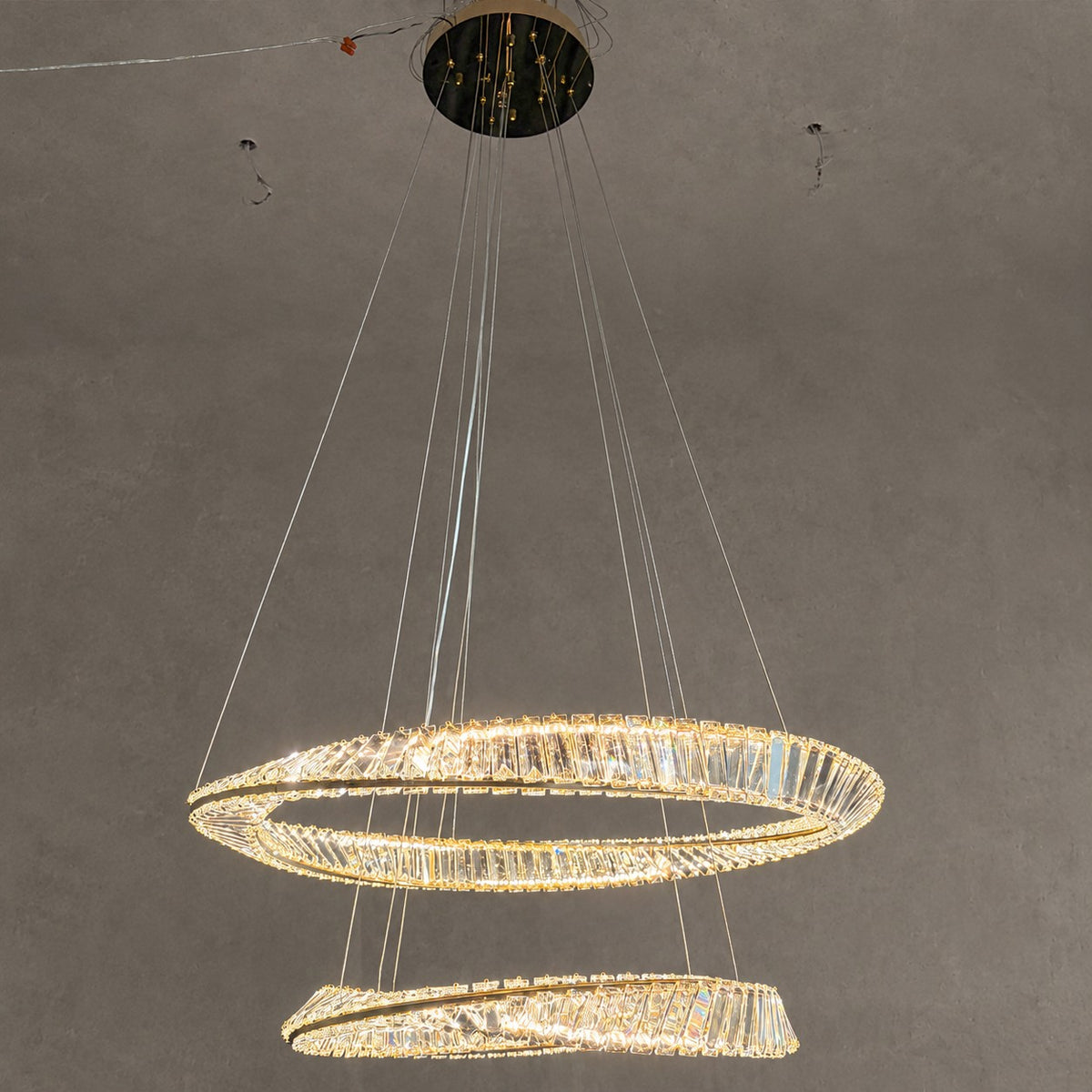 1/2/3-Ring Crystal Chandelier for Luxury Living/ Dining Room/Bedroom