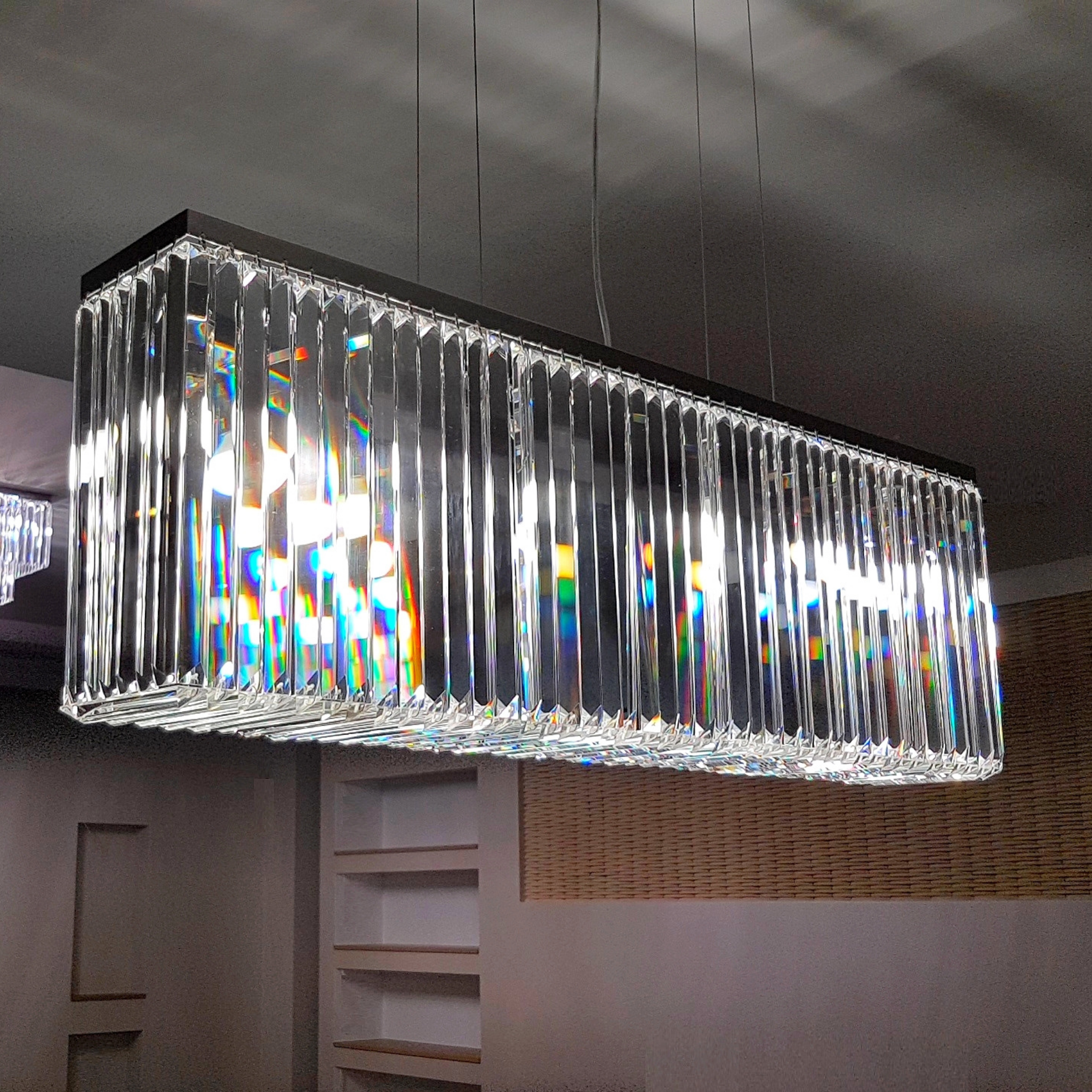 Linea Prism Long Modern Glass Chandelier - Luchiante