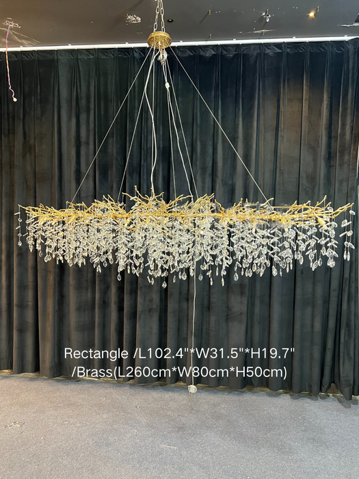 French Branch Crystal Chandelier with Elegant Crystal Leaves