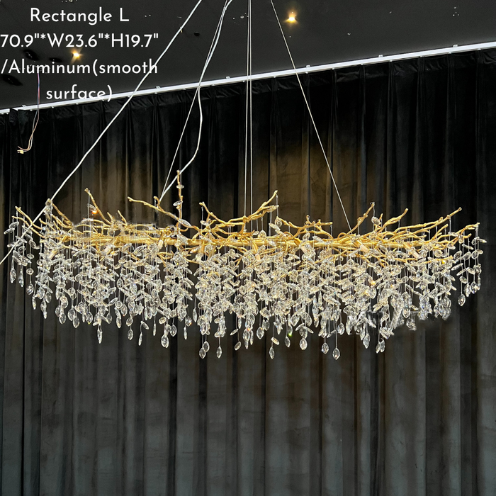 French Branch Crystal Chandelier with Elegant Crystal Leaves