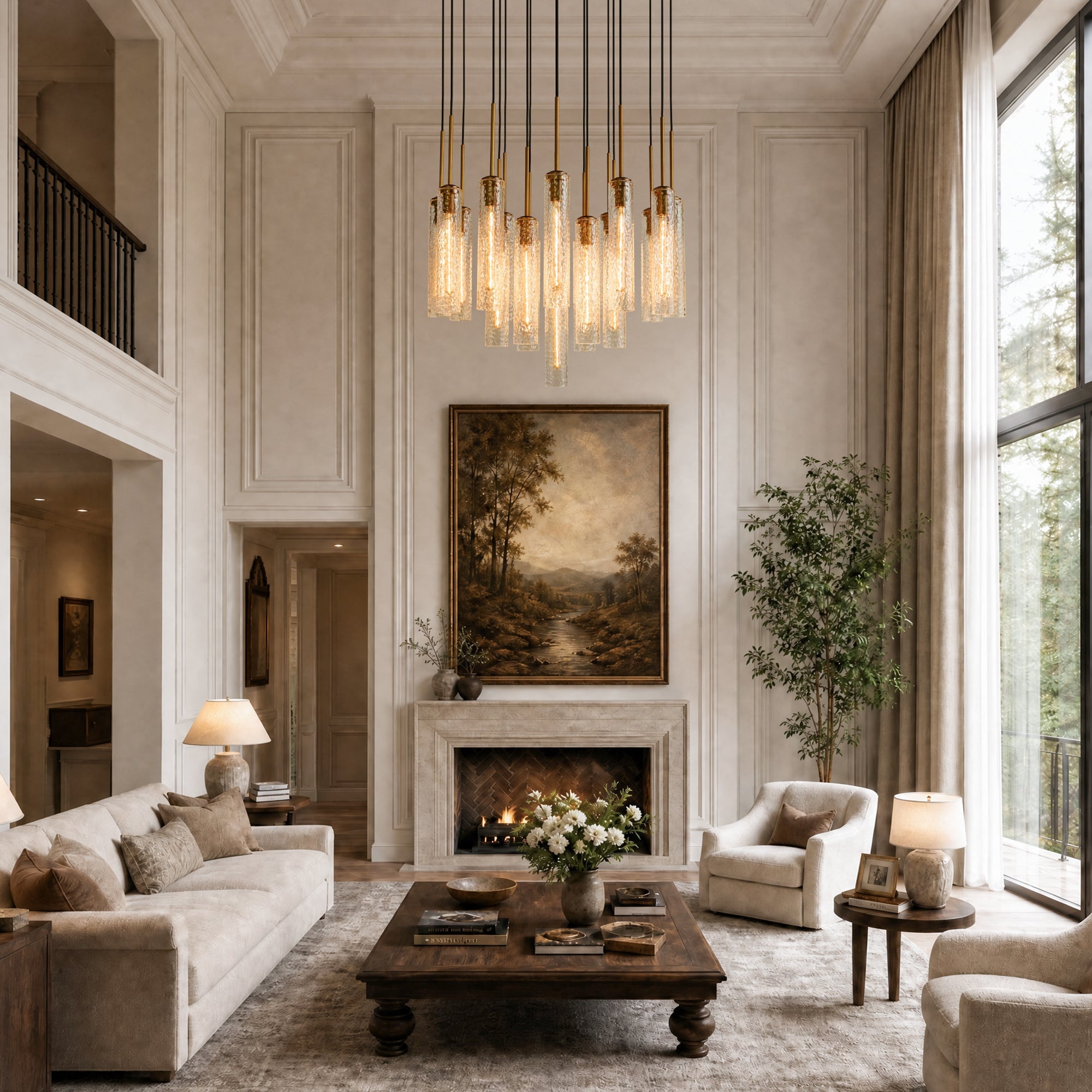 Colleena Linear Fluted Glass Chandelier