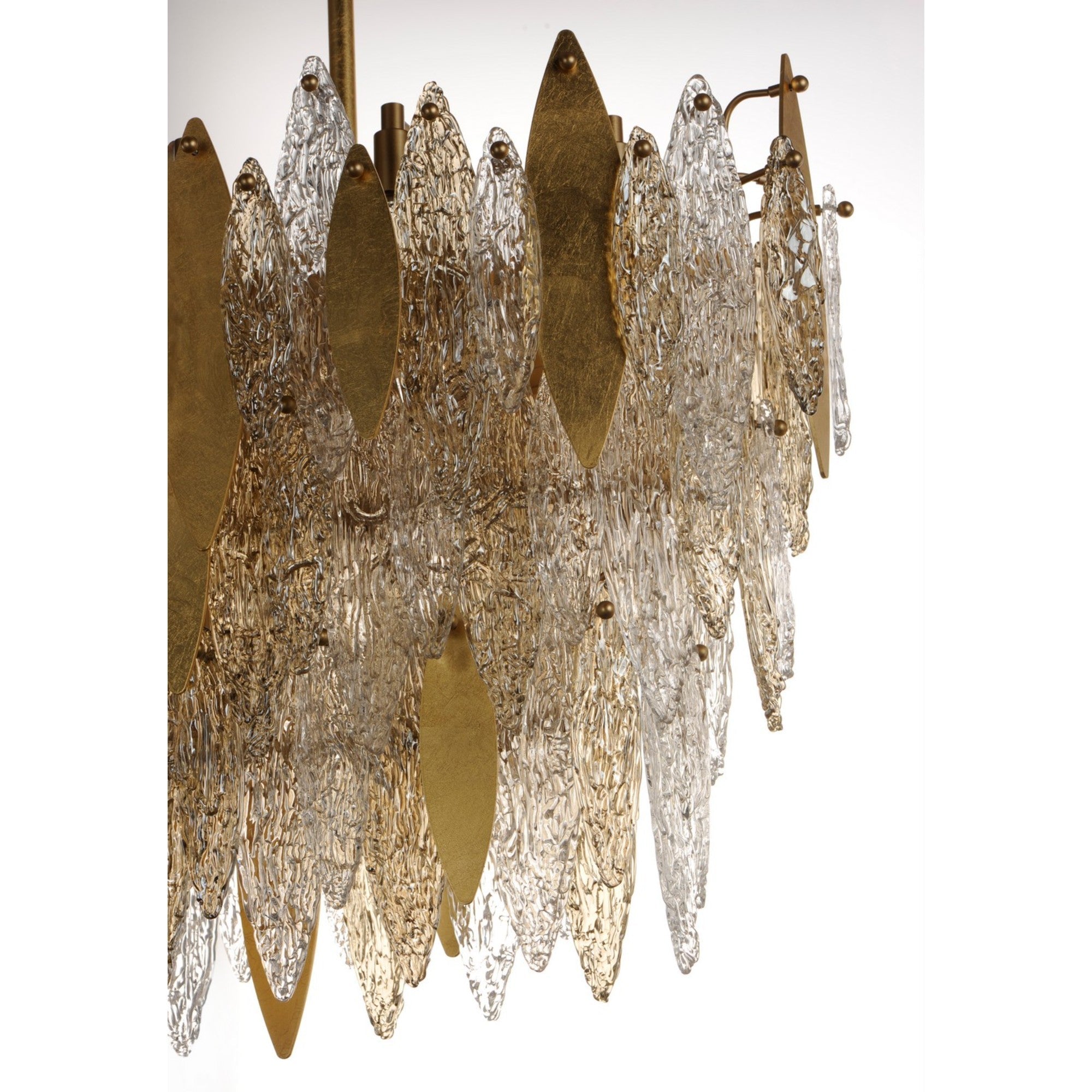 Majestic Gold Leaf Linear Chandelier - 18 Lights, 40 Inch