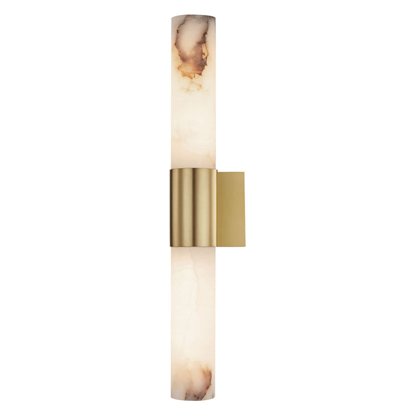 Lina Alabaster Wall Sconce – Modern Minimalist Brass & Black Light Fixture