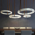 Modern Luxury Alabaster Chandelier, Halo Ring Chandelier