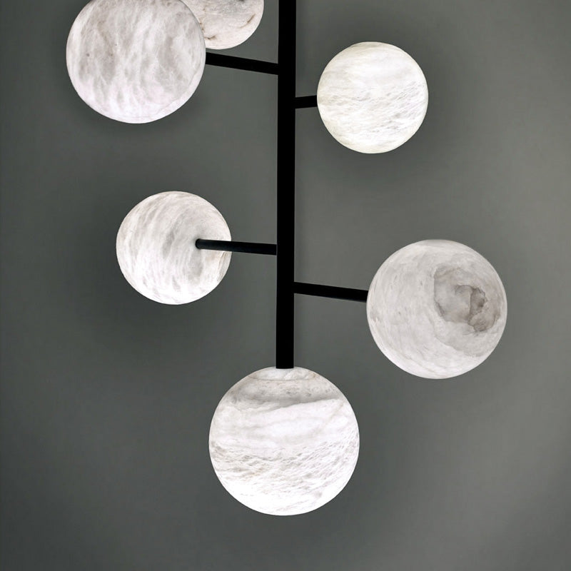 Sian Modern Alabaster Sphere Pendant Light with Brass Finish