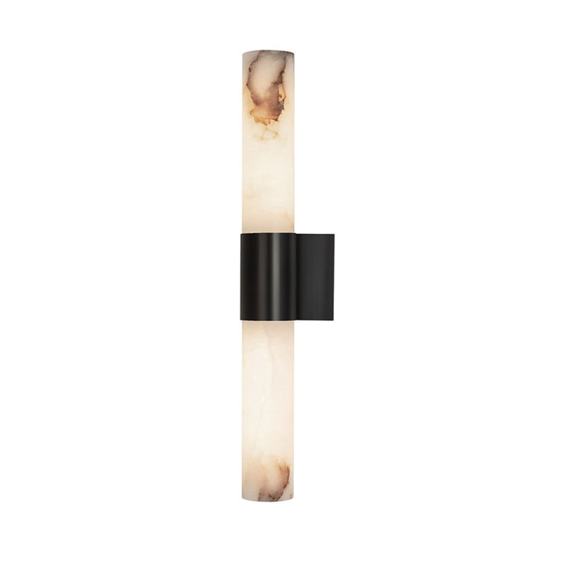 Lina Alabaster Wall Sconce – Modern Minimalist Brass & Black Light Fixture