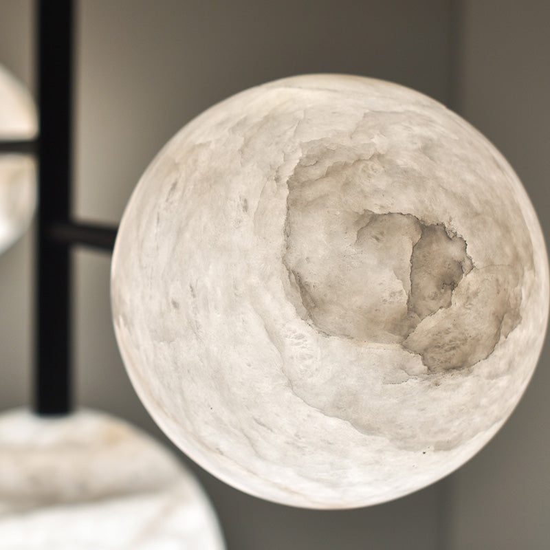 Sian Modern Alabaster Sphere Pendant Light with Brass Finish