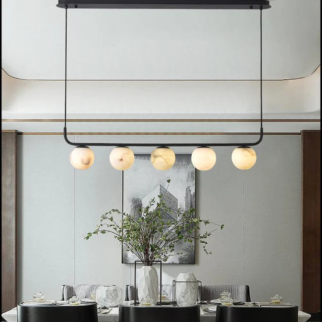 Modern Luxury Alabaster Global Kitchen Island Pendant 5 Lights