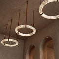 Modern Luxury Alabaster Chandelier, Halo Ring Chandelier