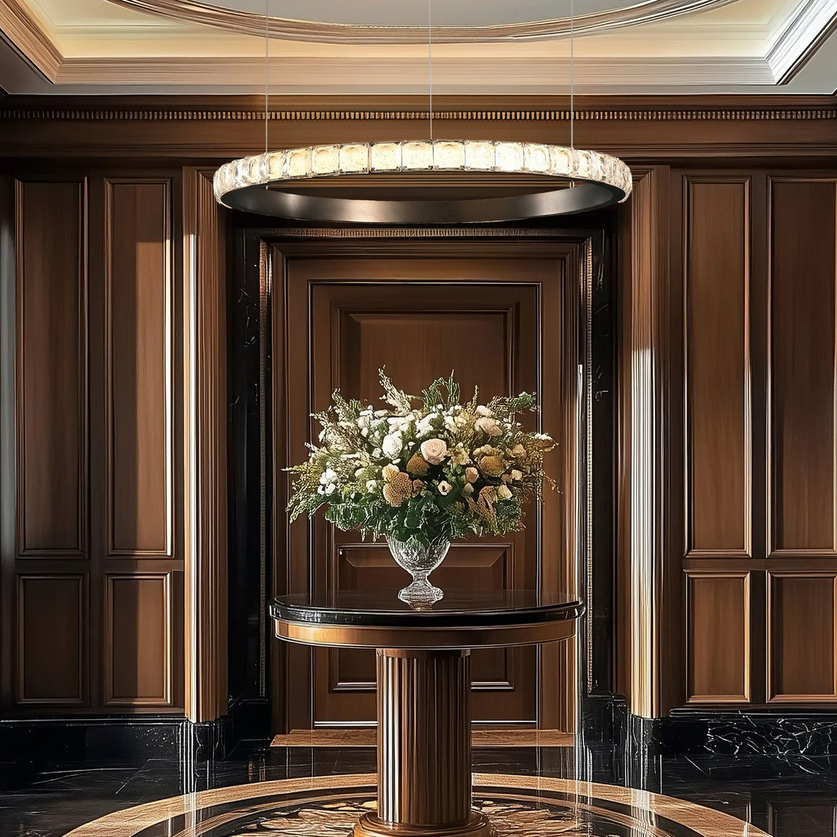 Drake Single-Ring Crystal Chandelier