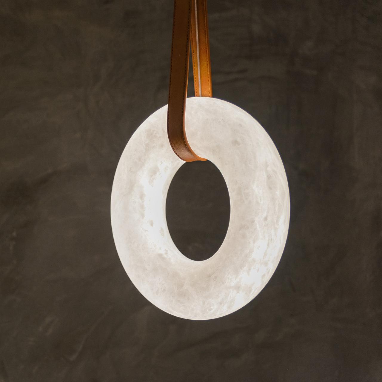 Modern Luxury Alabaster Chandelier, Halo Ring Chandelier