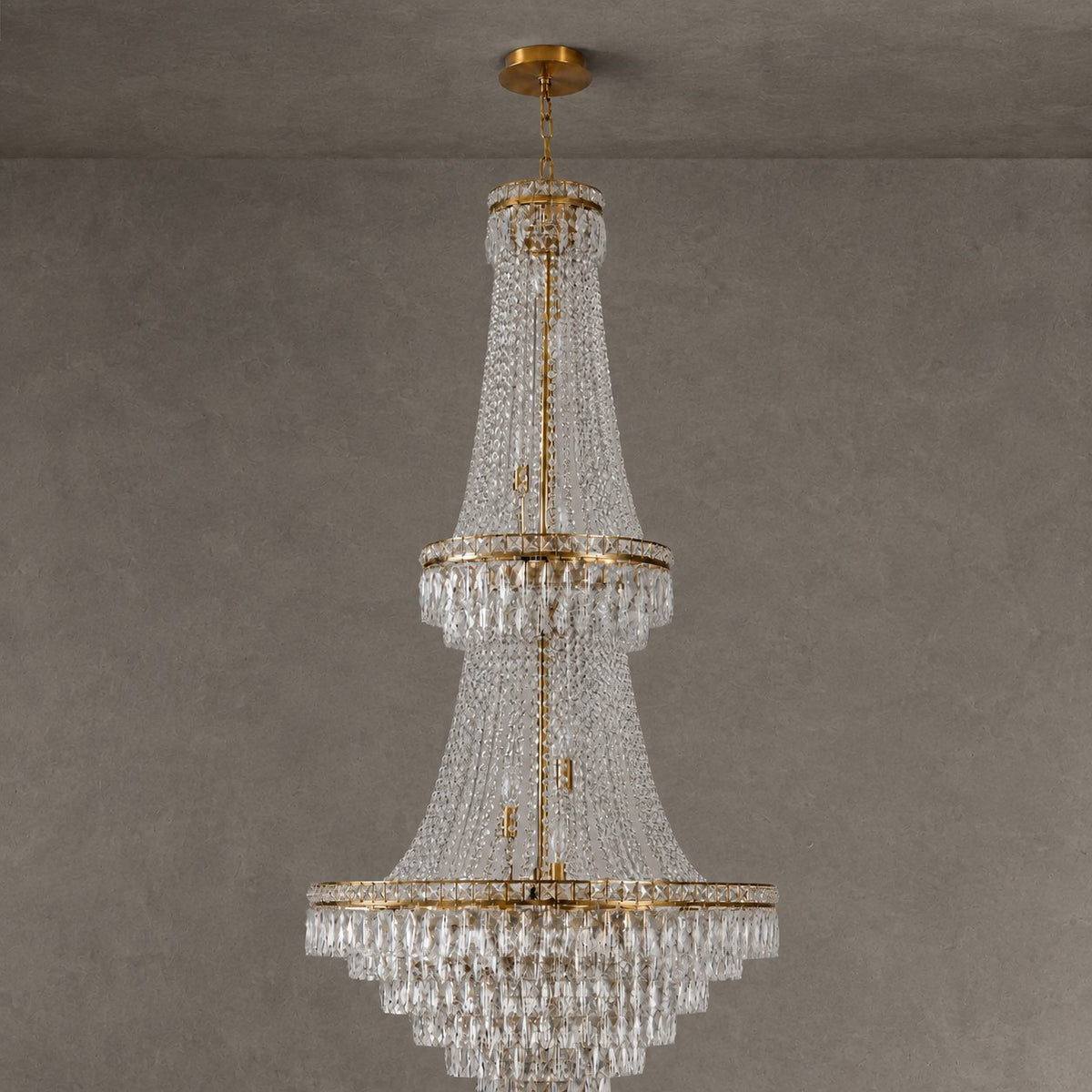 Two-Tier Square Diamond Round Pendant 780 - Gold