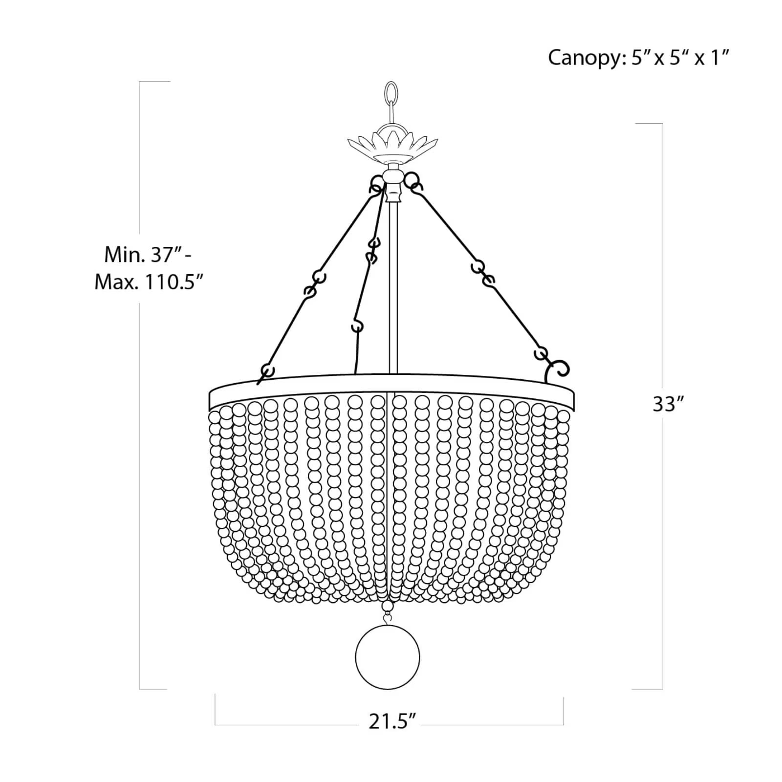 Magnelle Wood Bead Chandelier