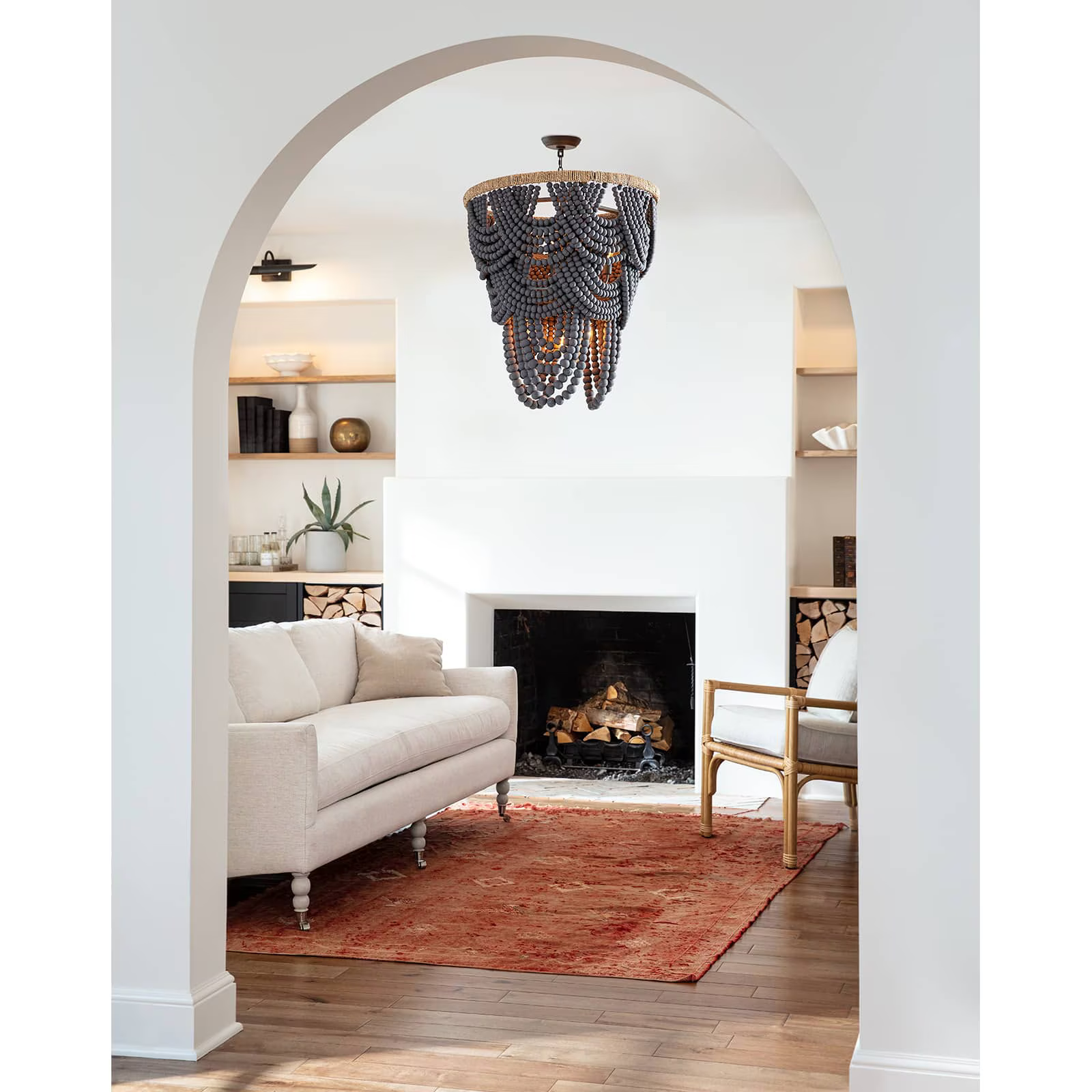 Willara Grey Wood Bead Chandelier